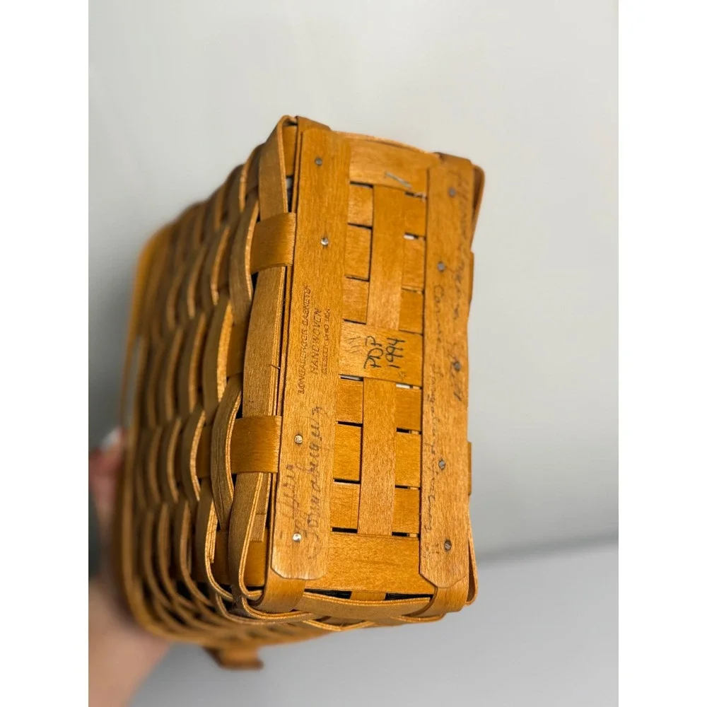 VTG Longaberger Dresden Basket 1994 Edition Wood Lid Woven Picnic Decor Brown